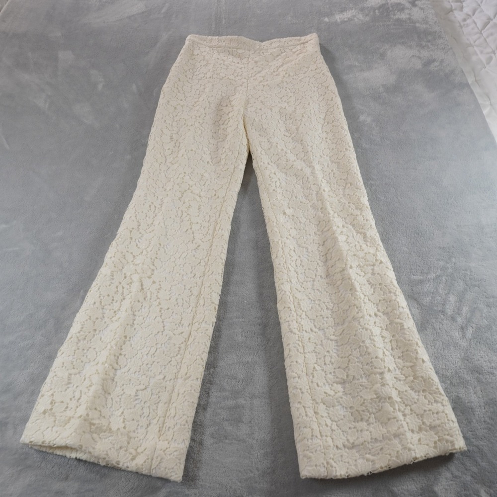 Giambattista Valli Paris Ivory Floral Lace Wide Leg Pants Italy Womens IT38 USXS - Picture 9 of 15